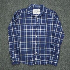 Frank & Eileen Shirt Womens Medium Blue Plaid Barry Long Sleeve Button